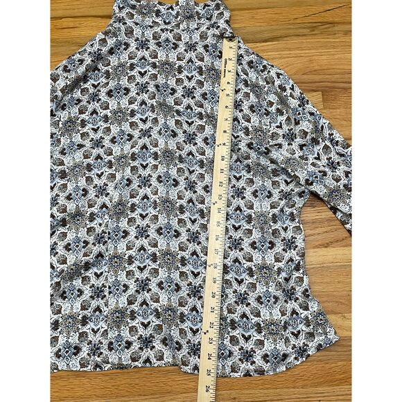 I.E. Women's 20 Brown Button-Up 100% Silk Shirt Floral Casual Chic Boho Work - Picture 7 of 8